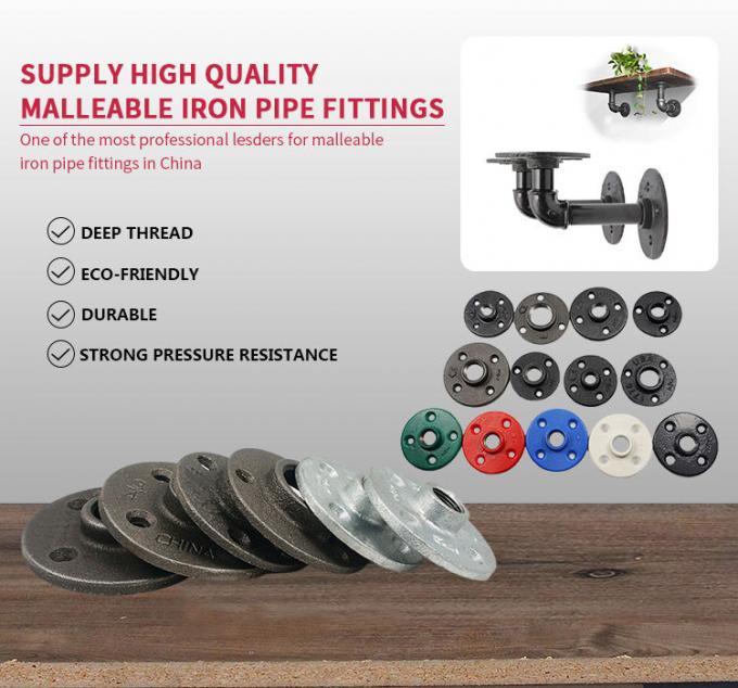 DELLOK 1/2» 3/4" flangia normale del pavimento dei fori infilata femmina dell'accessorio per tubi della ghisa malleabile di Bsp 4 2